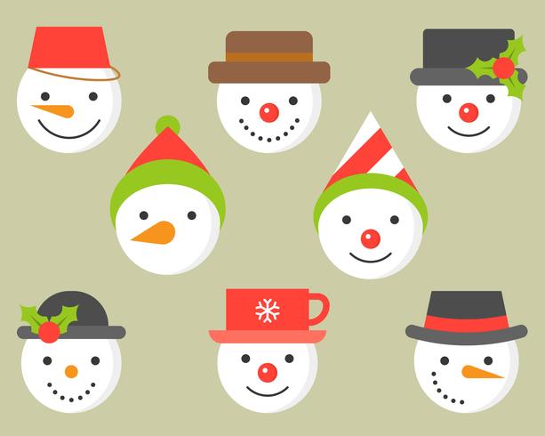 sneeuwpop en verschillende hoed pictogram voor winter en Kerstmis vector