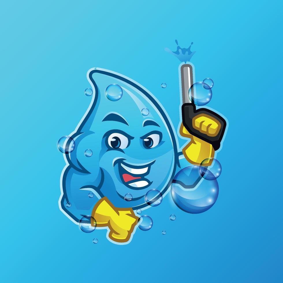 sterke waterdruppel softwash cartoon mascotte vector