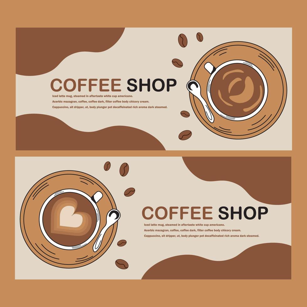 vlakke afbeelding van koffie, banner, marketing en winkel gebruikt voor print, app, web, reclame, enz. vector