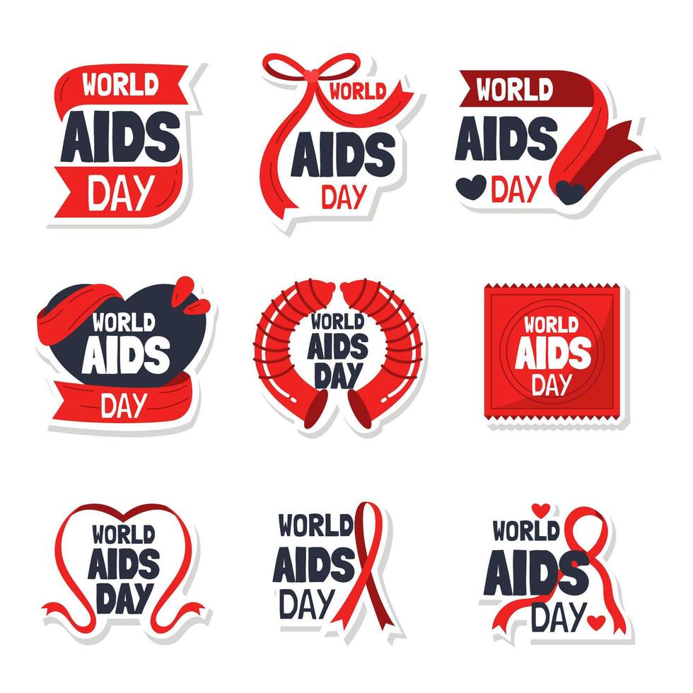 set wereld aids dag stickers vector