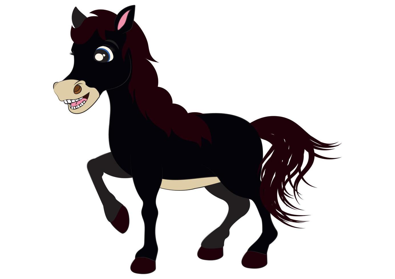 cartoon schattig paard. vector zwart paard