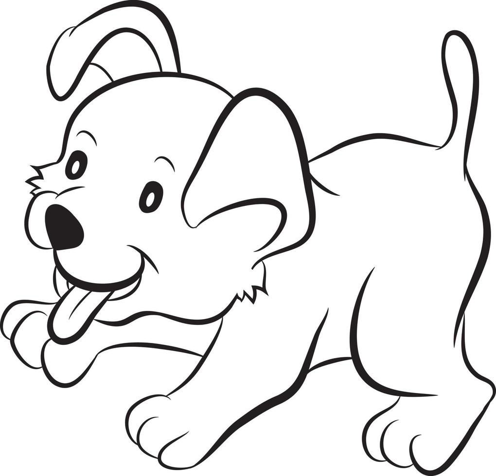 zwart-wit cartoon hond vector