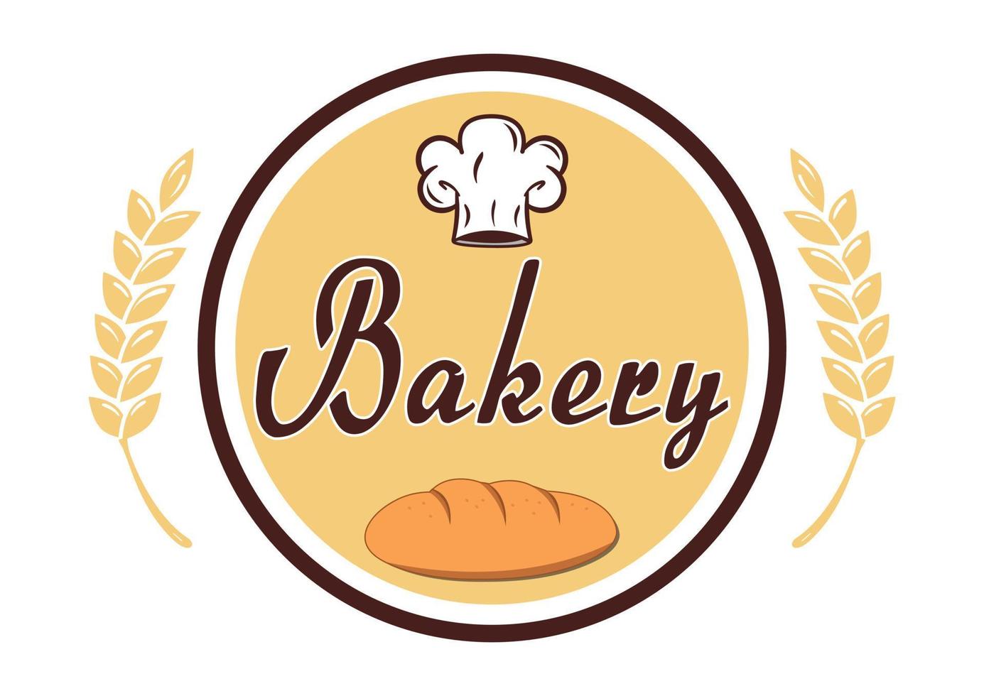 bakkerij-logo. gefokt, hoed, tarwekruid. bakkerij cirkel logo vector