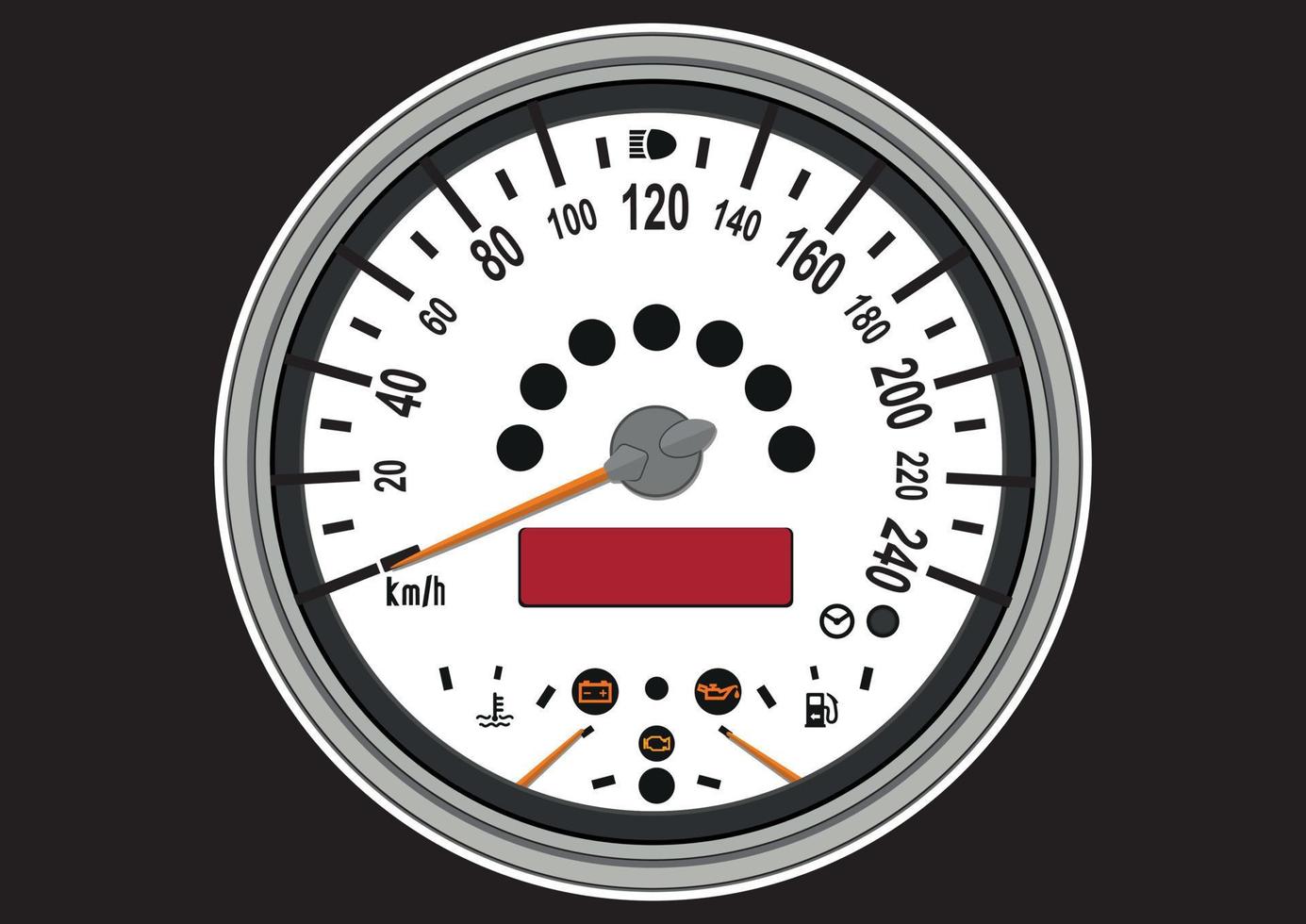 snelheidsmeter snelheid auto auto dashboard geïsoleerd op zwarte achtergrond vector