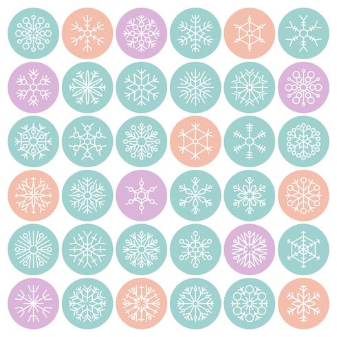 Sneeuwvlokken in perfecte cirkel pixel pixel perfect vector