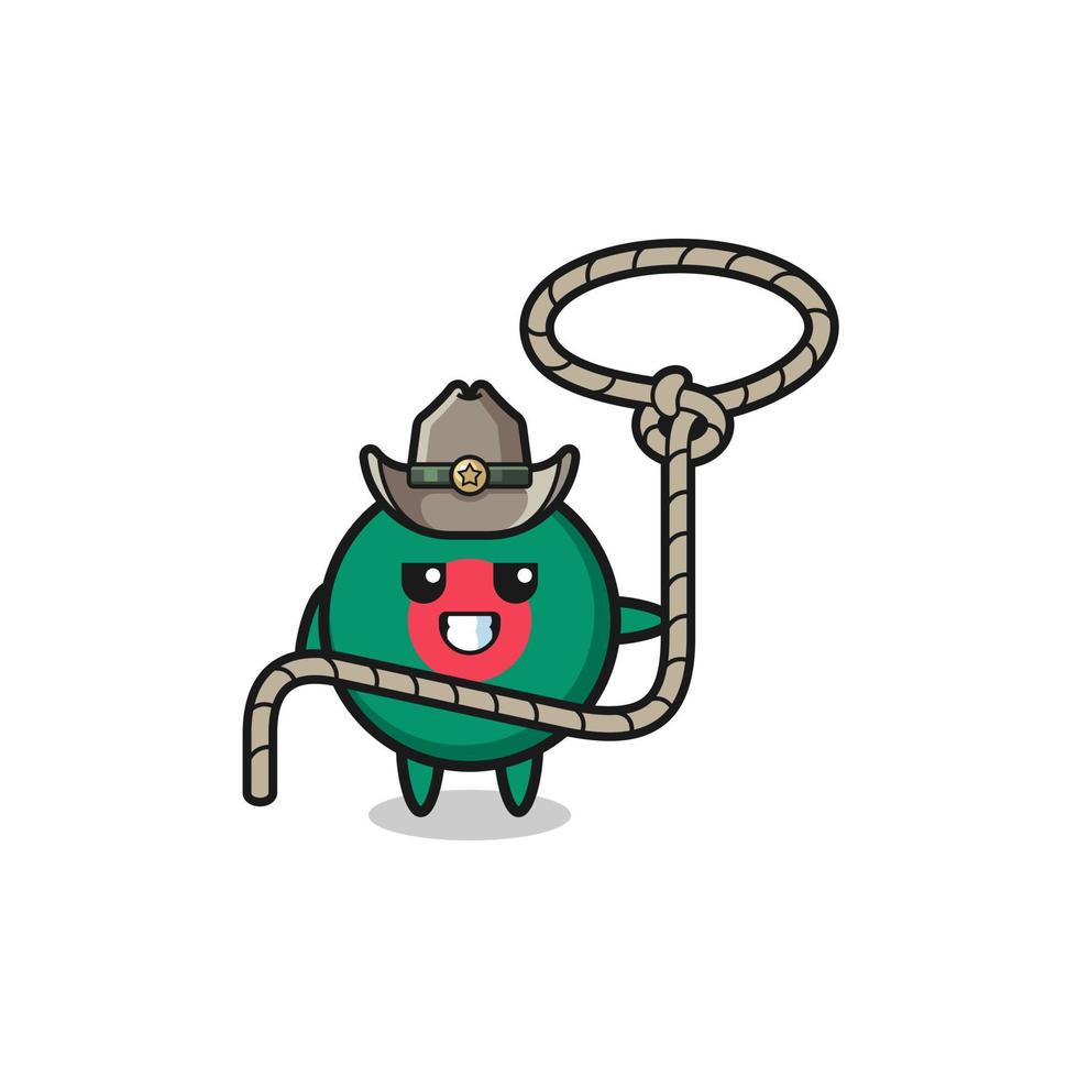 de bangladesh vlag cowboy met lasso touw vector