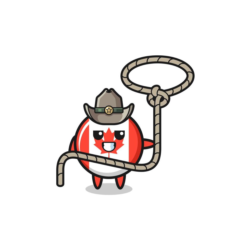 de Canadese vlag cowboy met lasso touw vector