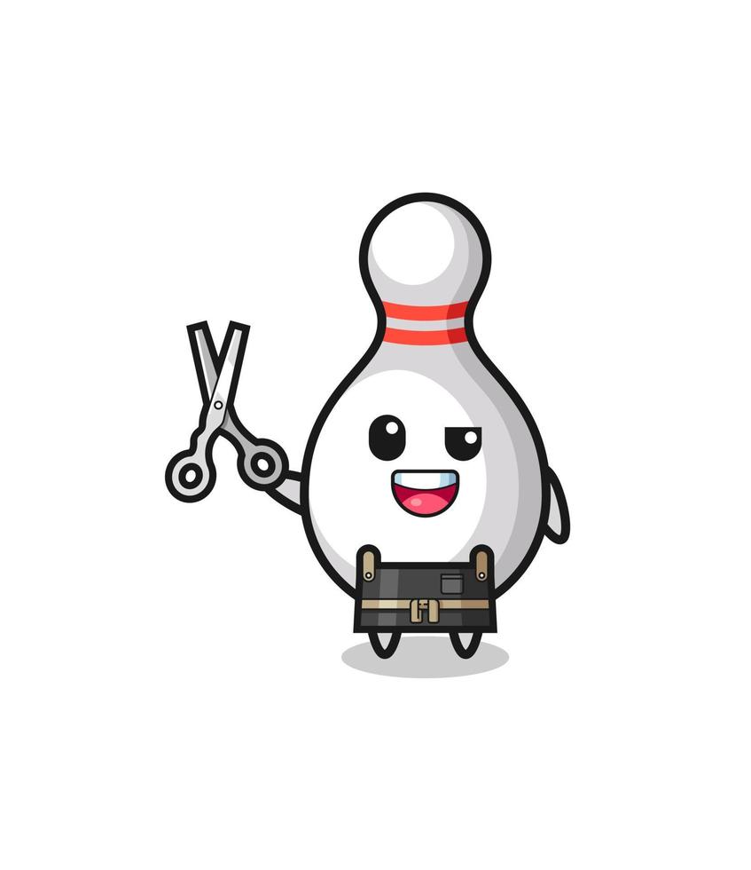 bowlingpin-personage als kappersmascotte vector