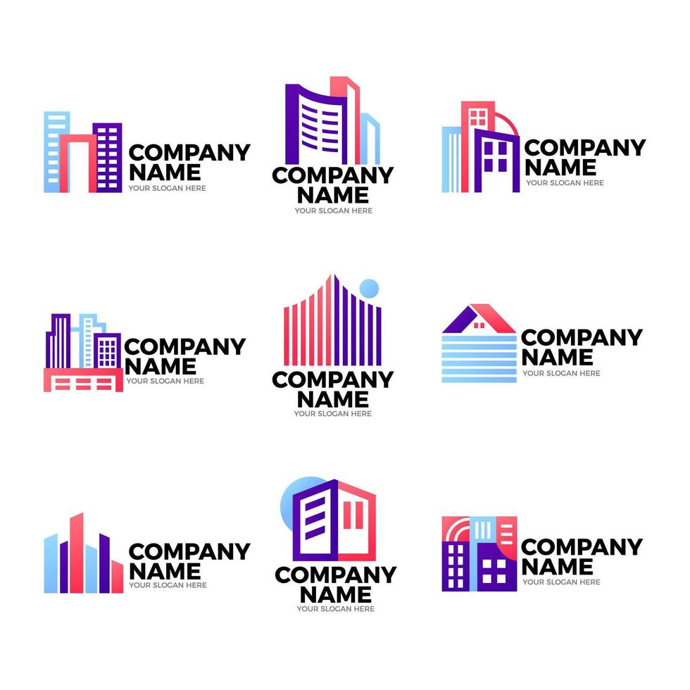bouwbedrijf logo set vector