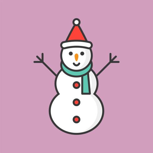 sneeuwpop met kerstmuts, gevuld overzicht pictogram voor kerst-thema vector