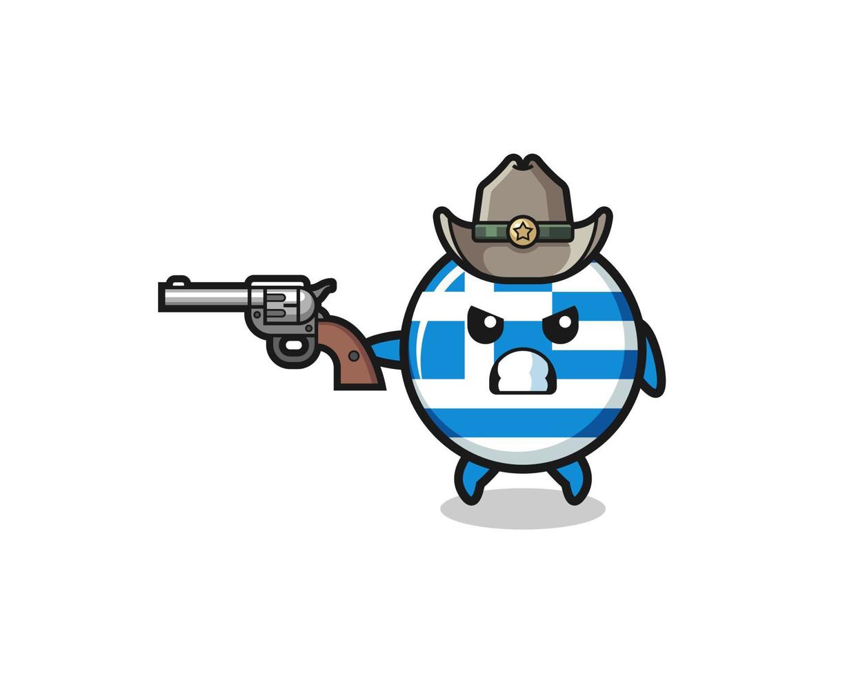 de griekse cowboy die met een pistool schiet vector