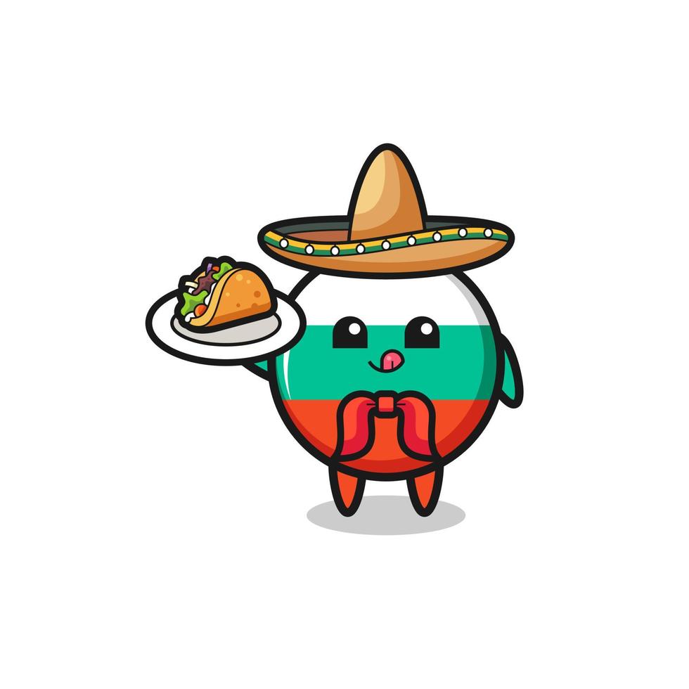 bulgarije vlag Mexicaanse chef-kok mascotte met een taco vector