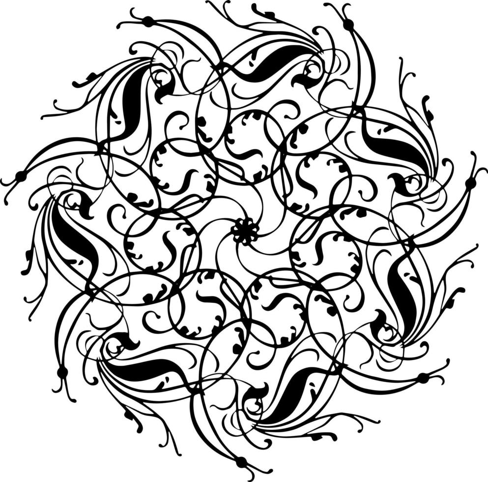 spiraal zwart-wit mandala grafisch ontwerp. abstracte kunst. vectorillustratie met transparant wit. vector