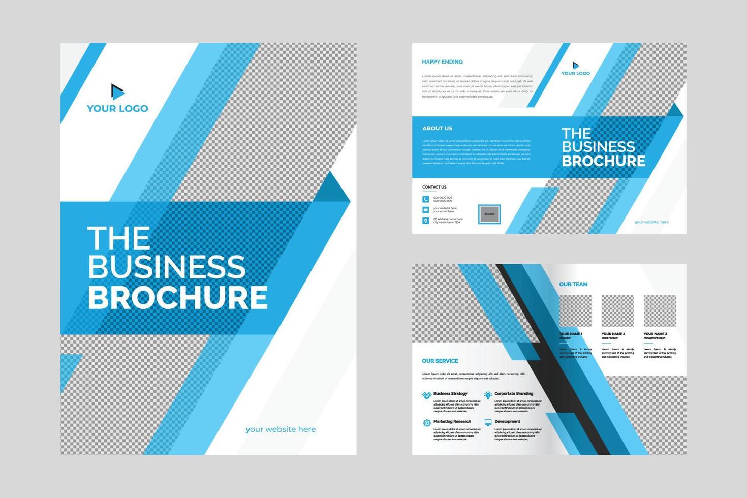 trendy minimalistische creatieve tweevoudige brochure zakelijk voorstel en zakelijke profielsjabloon premium vectorontwerplay-out met afloop in a4-formaat. vector