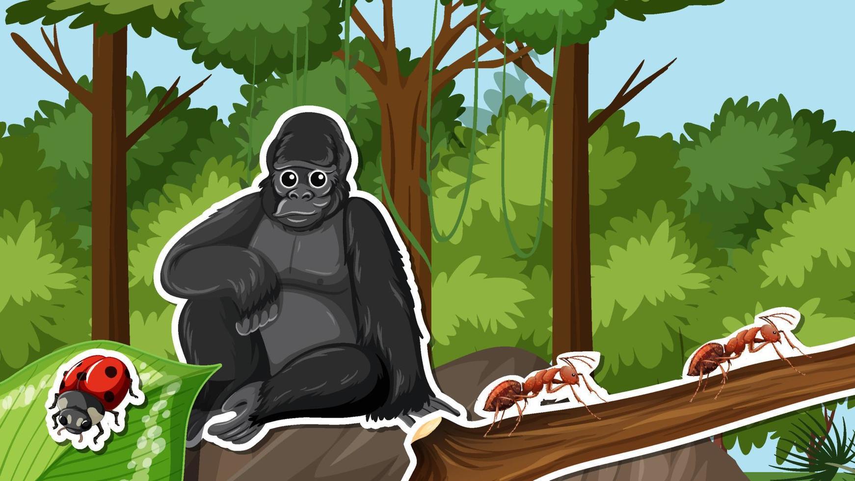 miniatuurontwerp met gorilla-stripfiguur vector