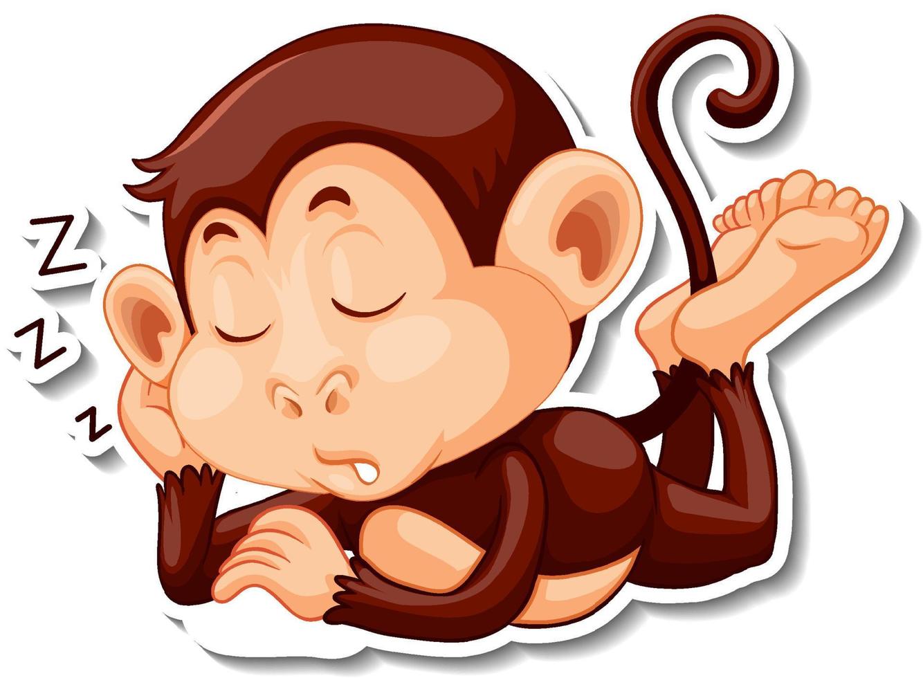 aap slapende stripfiguur sticker vector