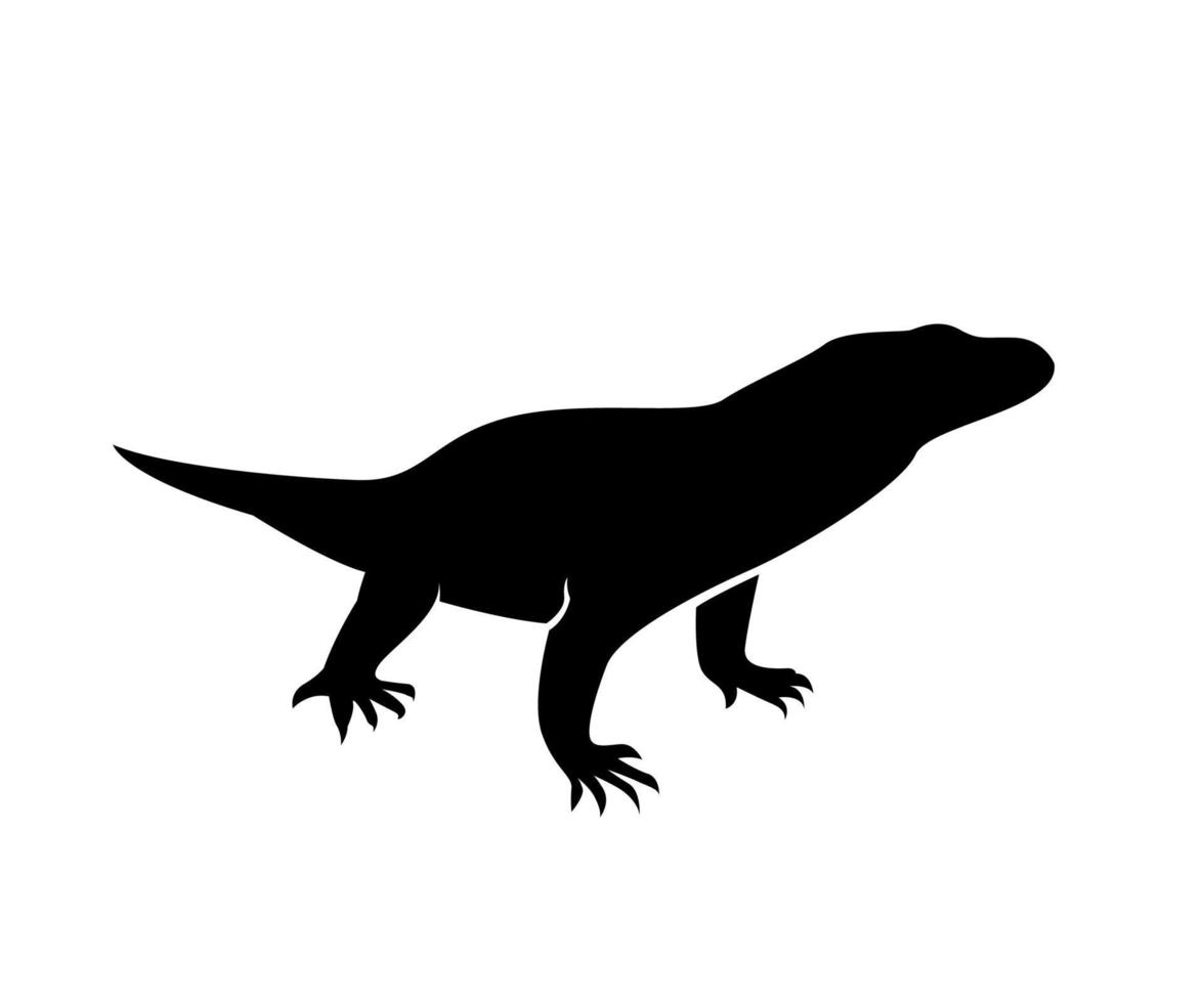 komodo, gigantische hagedis uit indonesië, komodo-eiland, silhouet van komodo vector