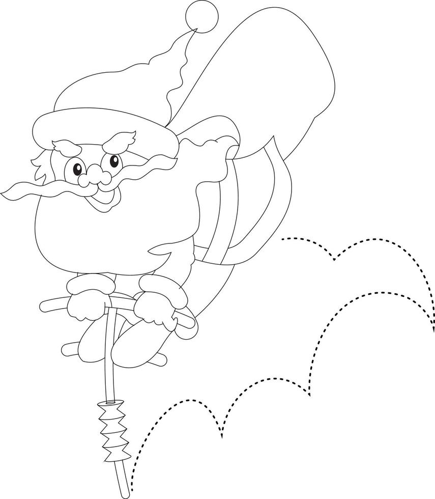schattige kerstman met een vreugderit. vector illustratie