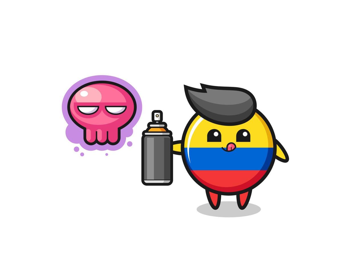 Colombia vlag cartoon maak een graffiti met een spuitverf vector