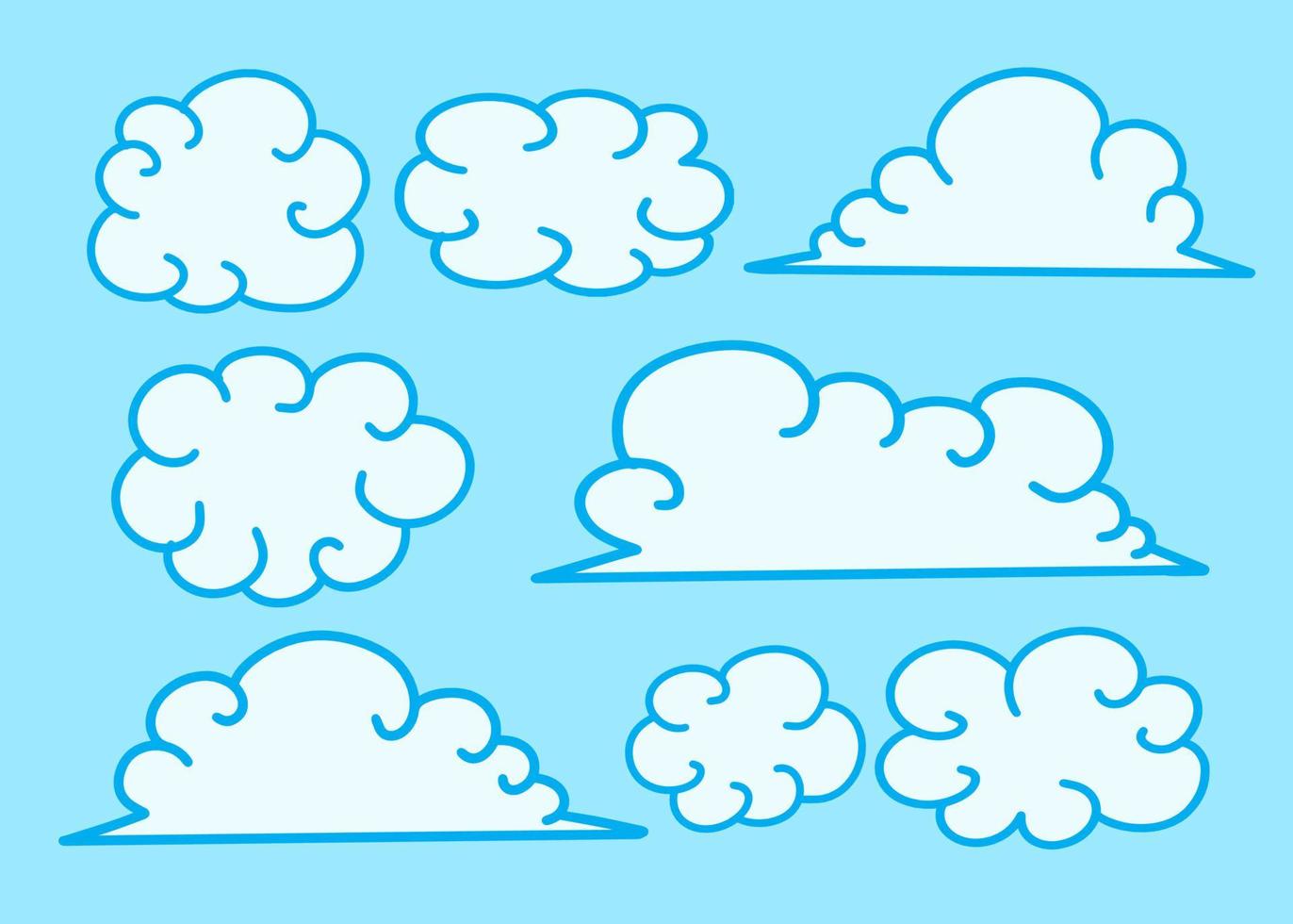 wolken set lijn art stijl cartoon en spelletjes voor kinderen vector