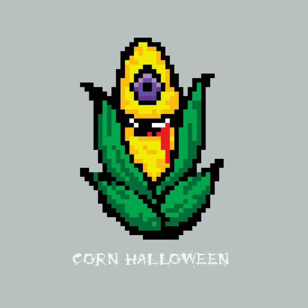 pixel tnt voor games en websites maïs op halloween vector