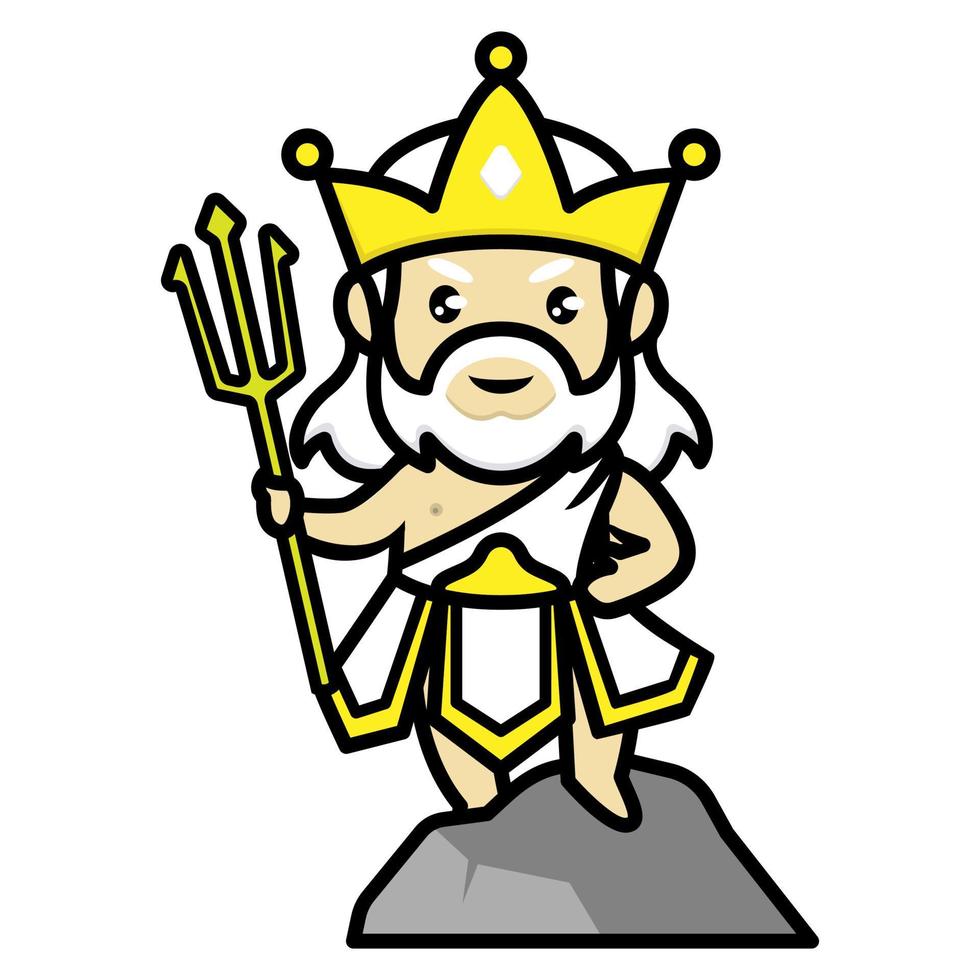 schattige poseidon-mascotte vector