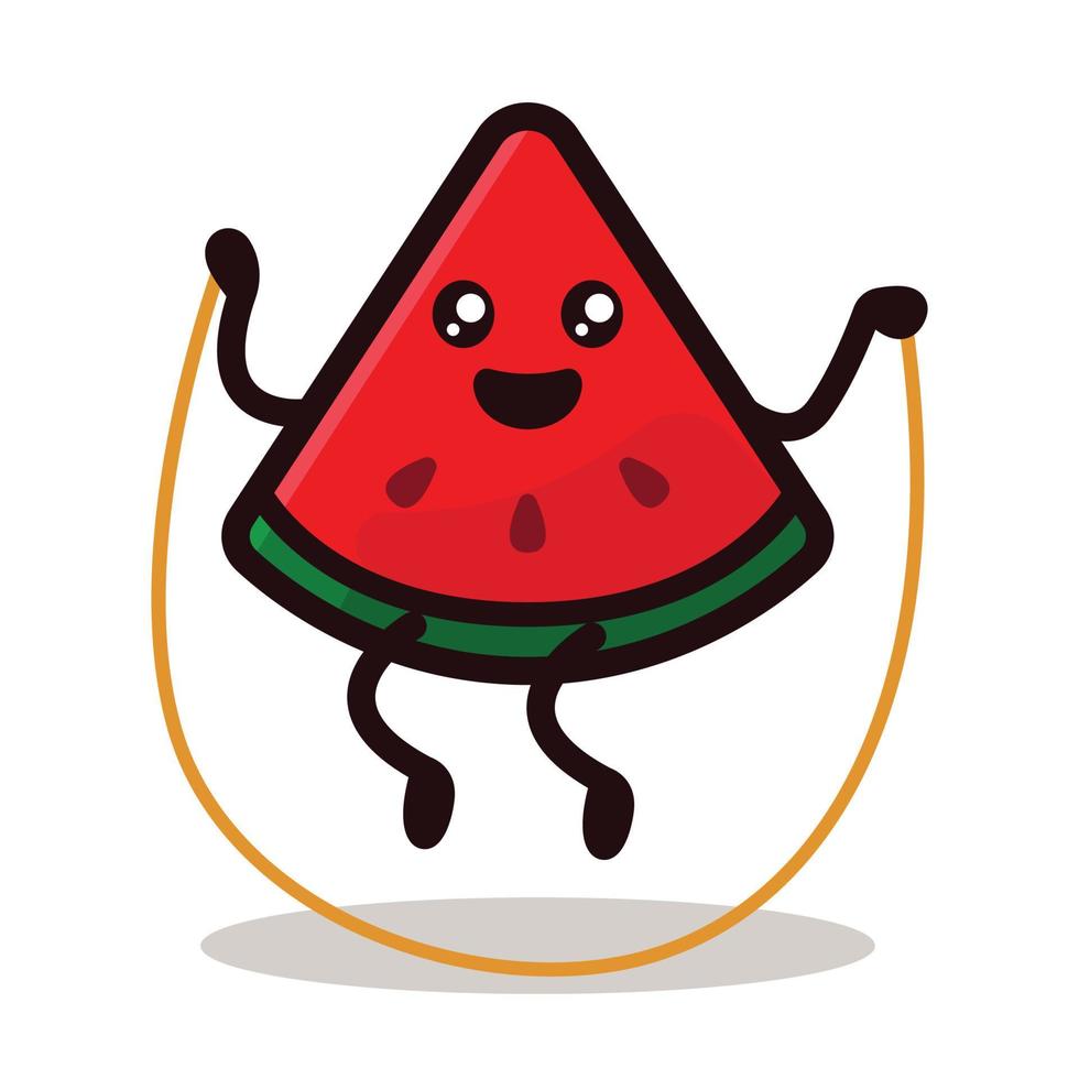 watermeloen schattig mascotte ontwerp vector