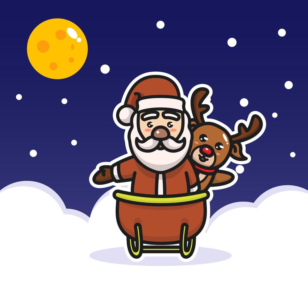 mascotte kerstman en rendier vector