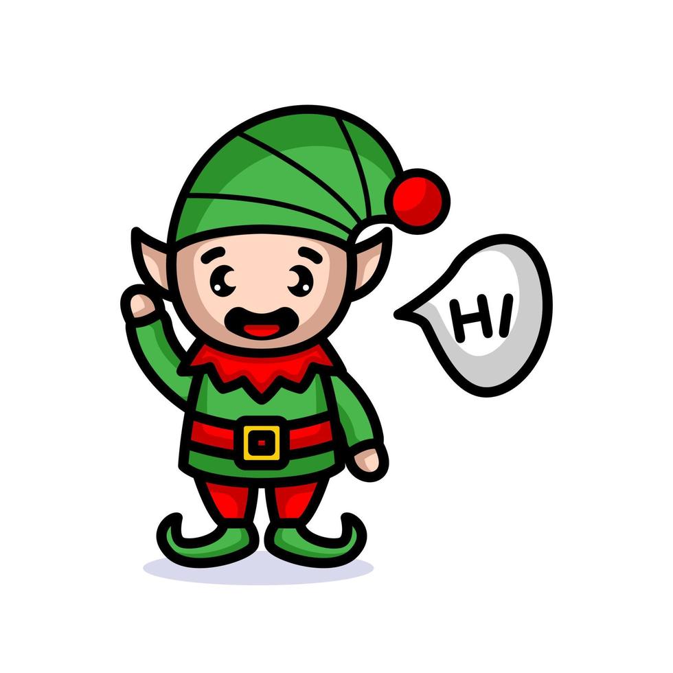 schattige elfjes kerstmascotte vector