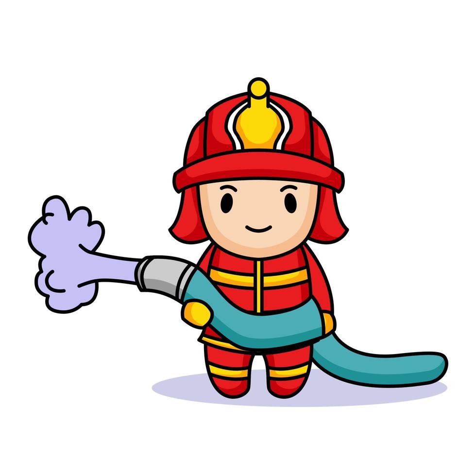 schattige brandweerman mascotte vector