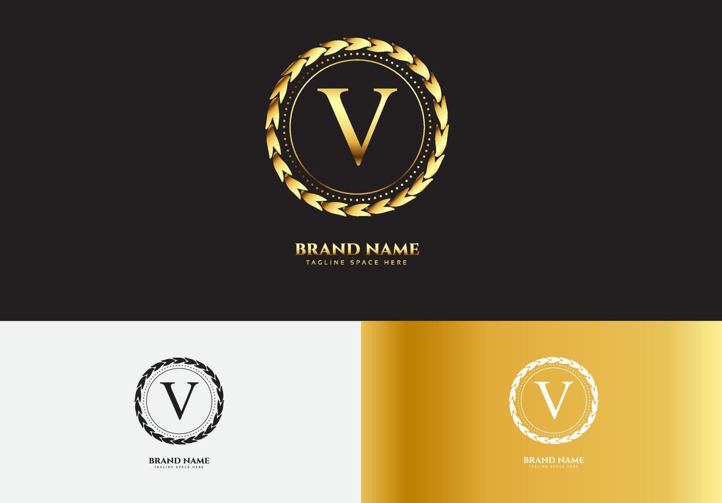 letter v gouden luxe logo concept vector