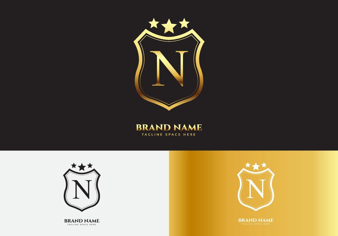 letter n goud luxe ster logo concept vector