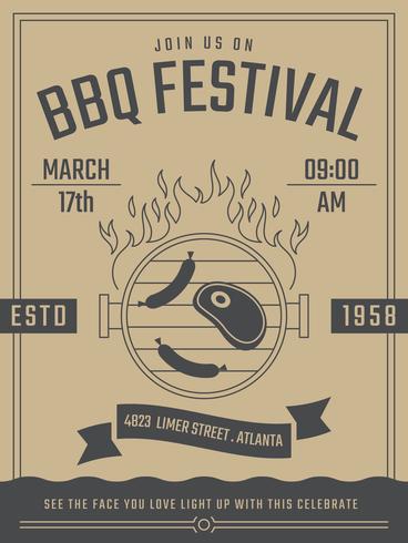 Leuke retro Bbq-poster vector