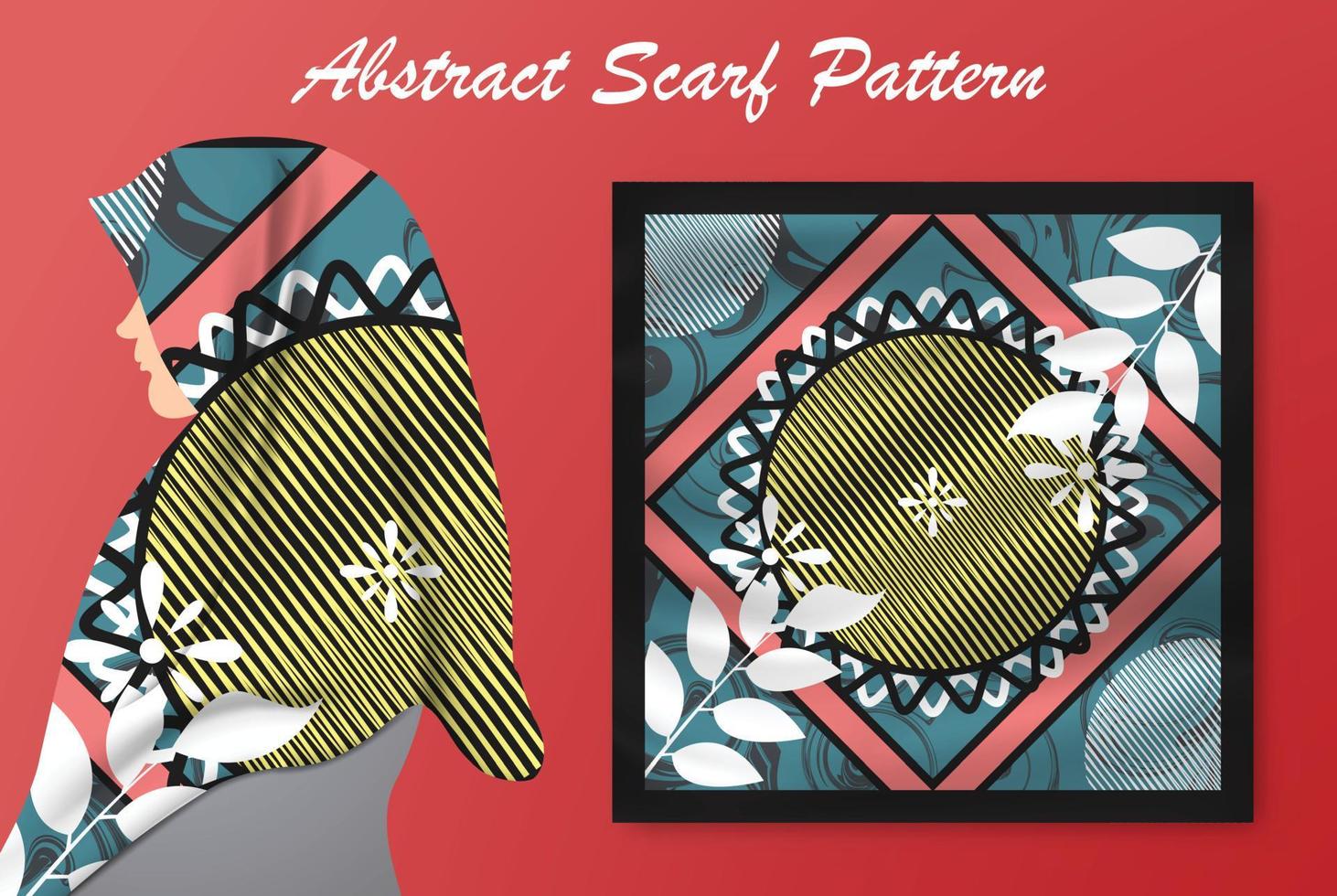 abstract sjaalpatroonontwerp voor hijabmode. hijab-sjaal met spatborstelinkt en bladeren voor drukproductie vector
