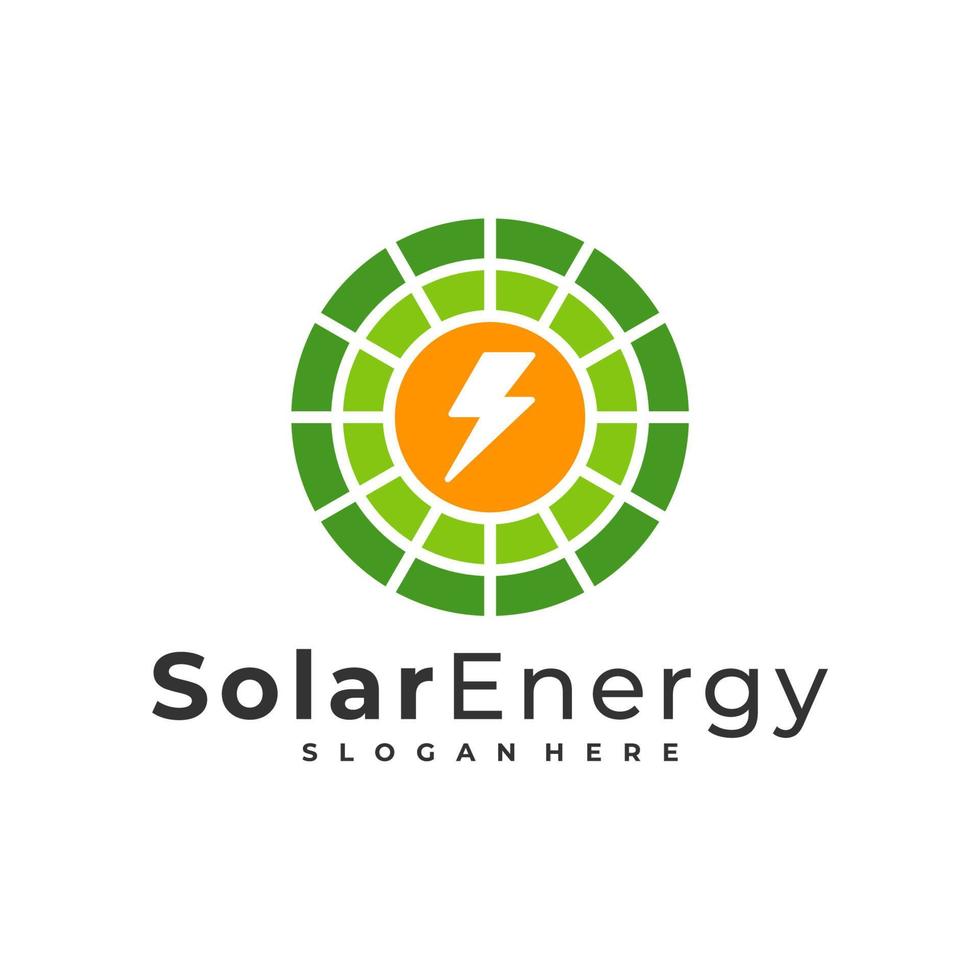 zonne-energie logo vector sjabloon, creatieve zonnepaneel energie logo ontwerpconcepten