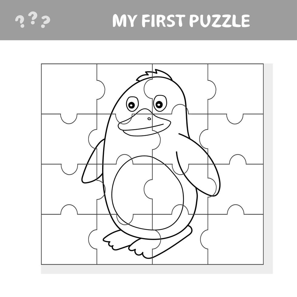 een vector van pinguïnpuzzel voor kleuters - mijn eerste puzzel - kleurplaat