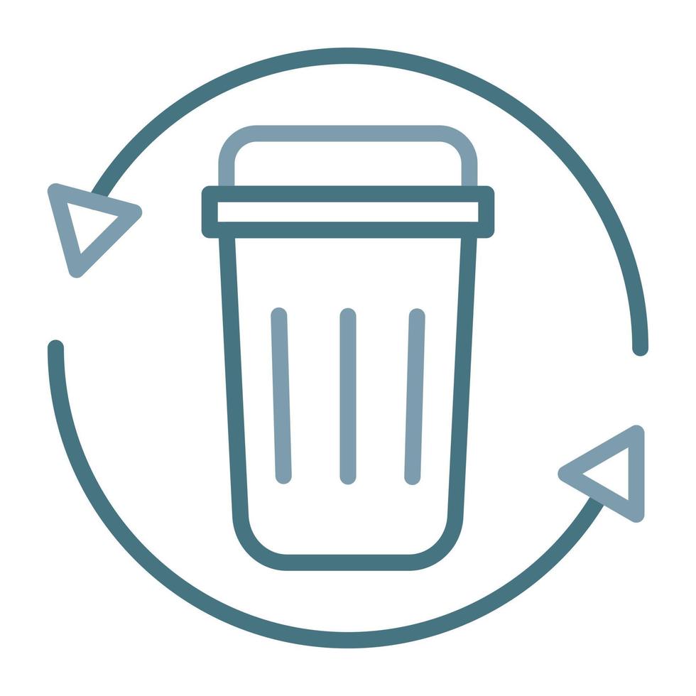 prullenbak recycle lijn twee kleuren icoon vector