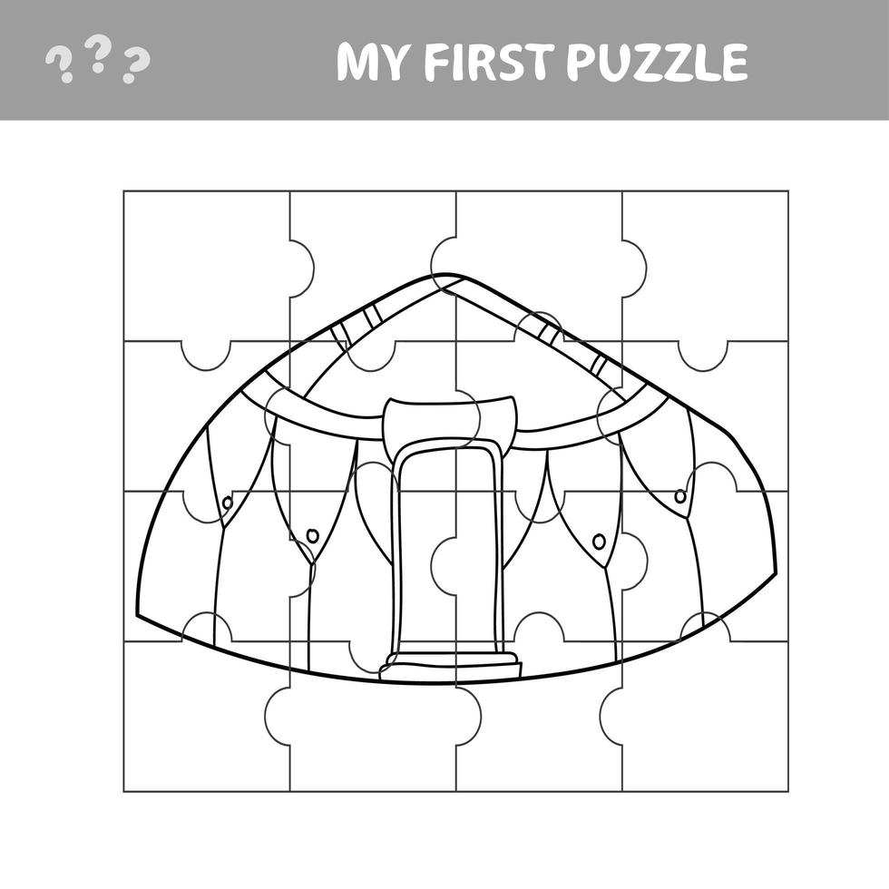 puzzel - vector yurt. spel voor kleuters