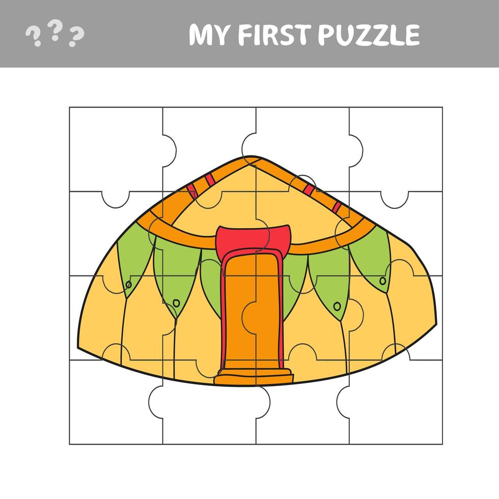 puzzel - vector yurt. spel voor kleuters