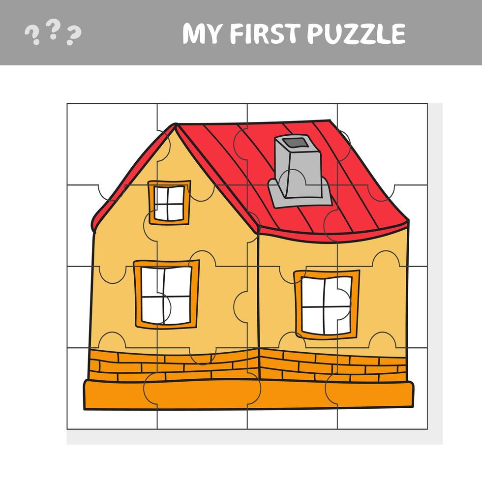 educatief papierspel voor kinderen, huis. mijn eerste puzzel - spel voor kinderen vector