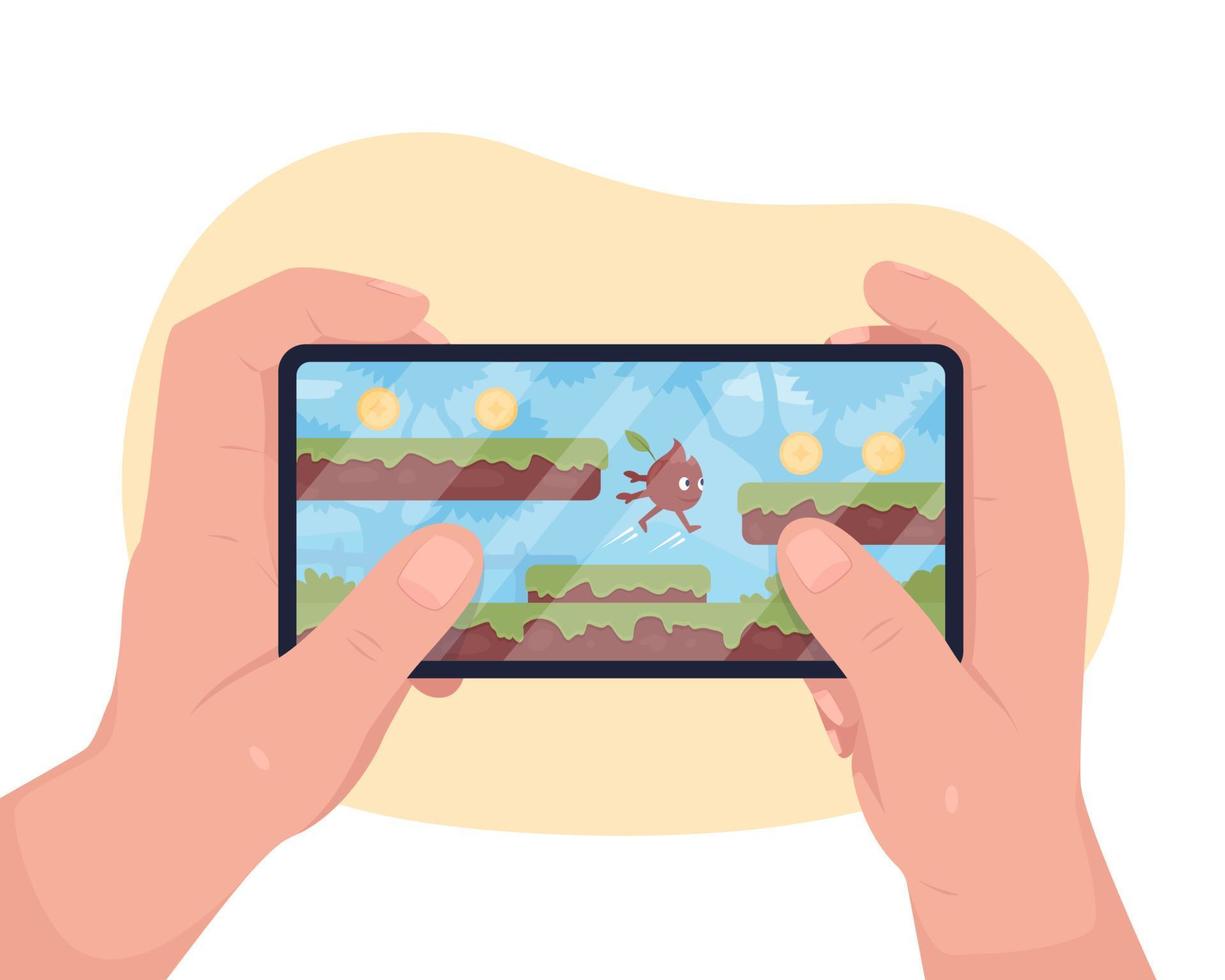 spelletjes spelen op mobiele telefoon 2d vector geïsoleerde illustratie