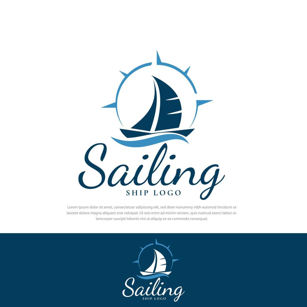 kompas lijn cirkel zeilschip ontwerp logo illustration.symbol,icon template design,vector business logo vector