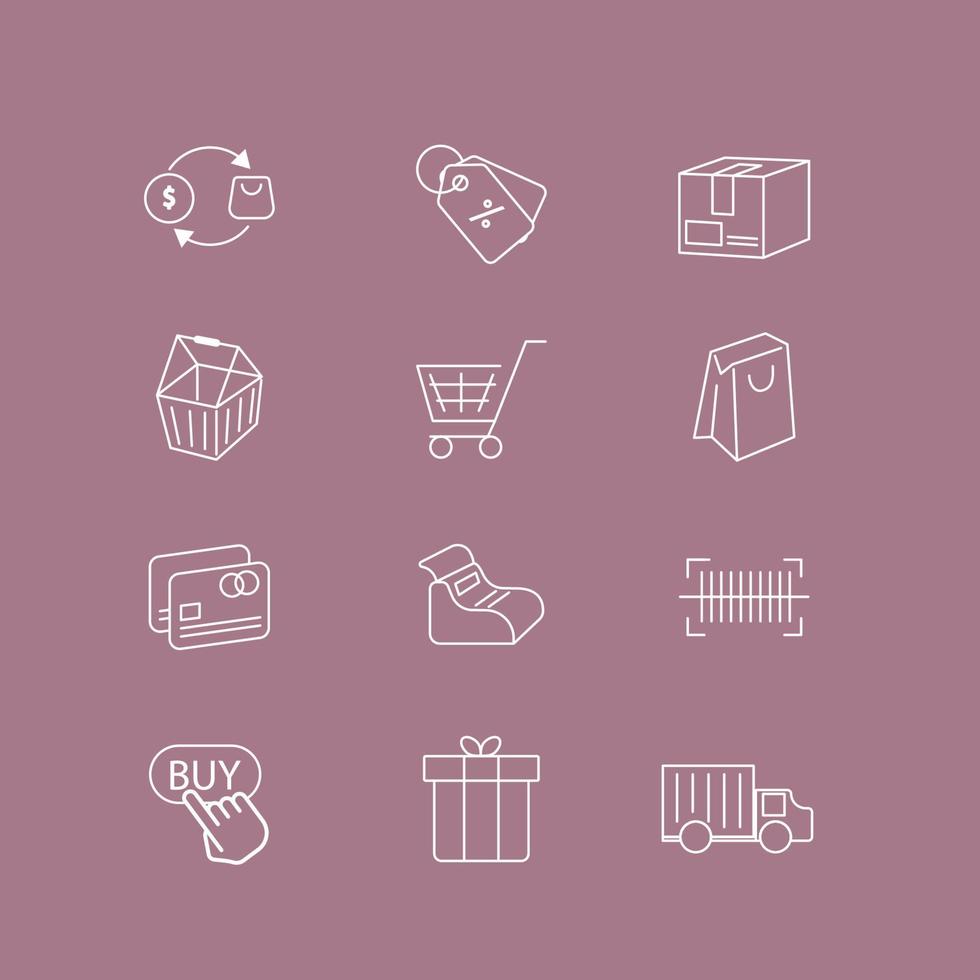 shopping-icon-set1icon set van winkelen gerelateerde vector lijn. overzicht pictogrammen. van webpictogrammen voor online winkel.