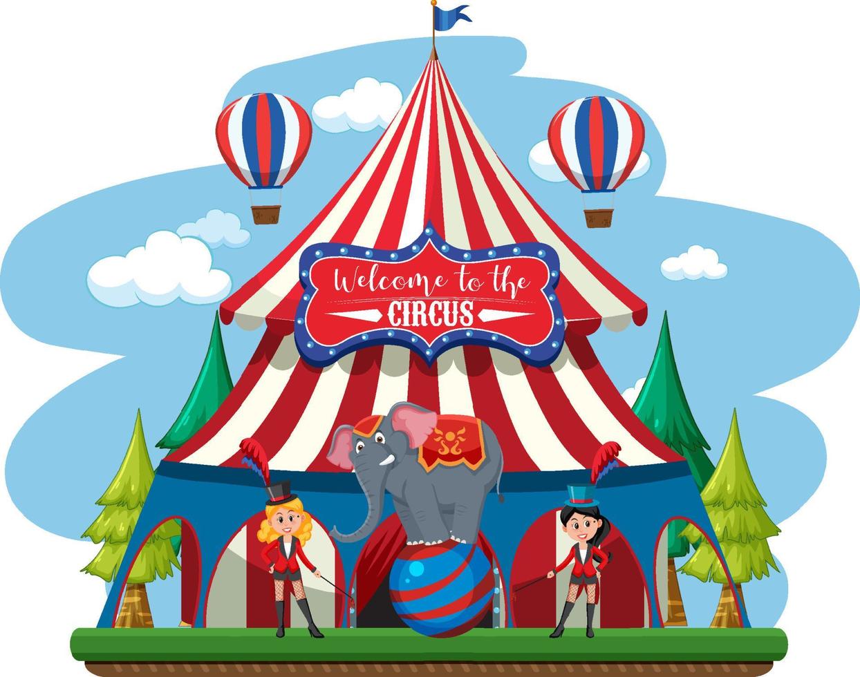 circuskoepel bij pretpark vector