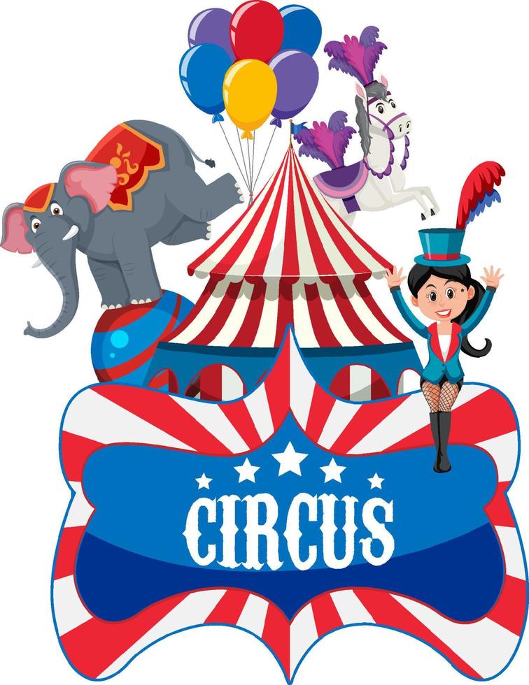 circusbanner met stripfiguur vector