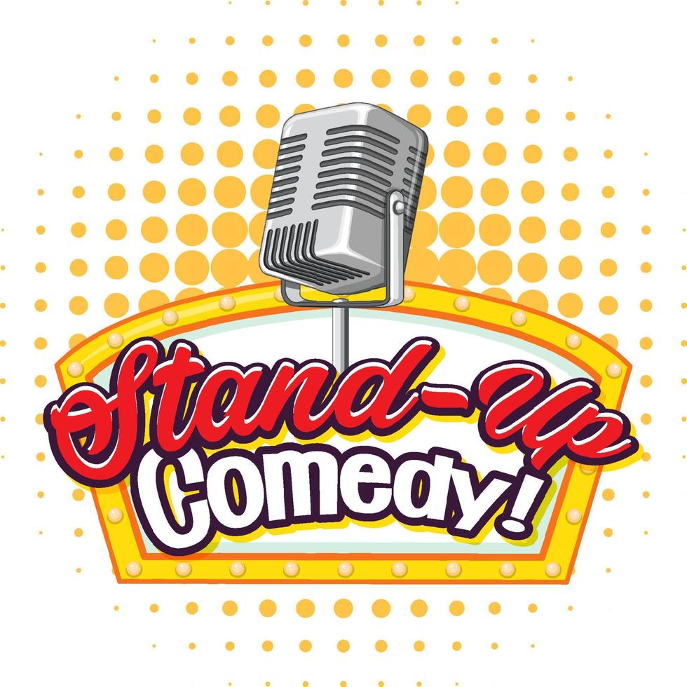 stand-up comedy banner met vintage microfoon vector