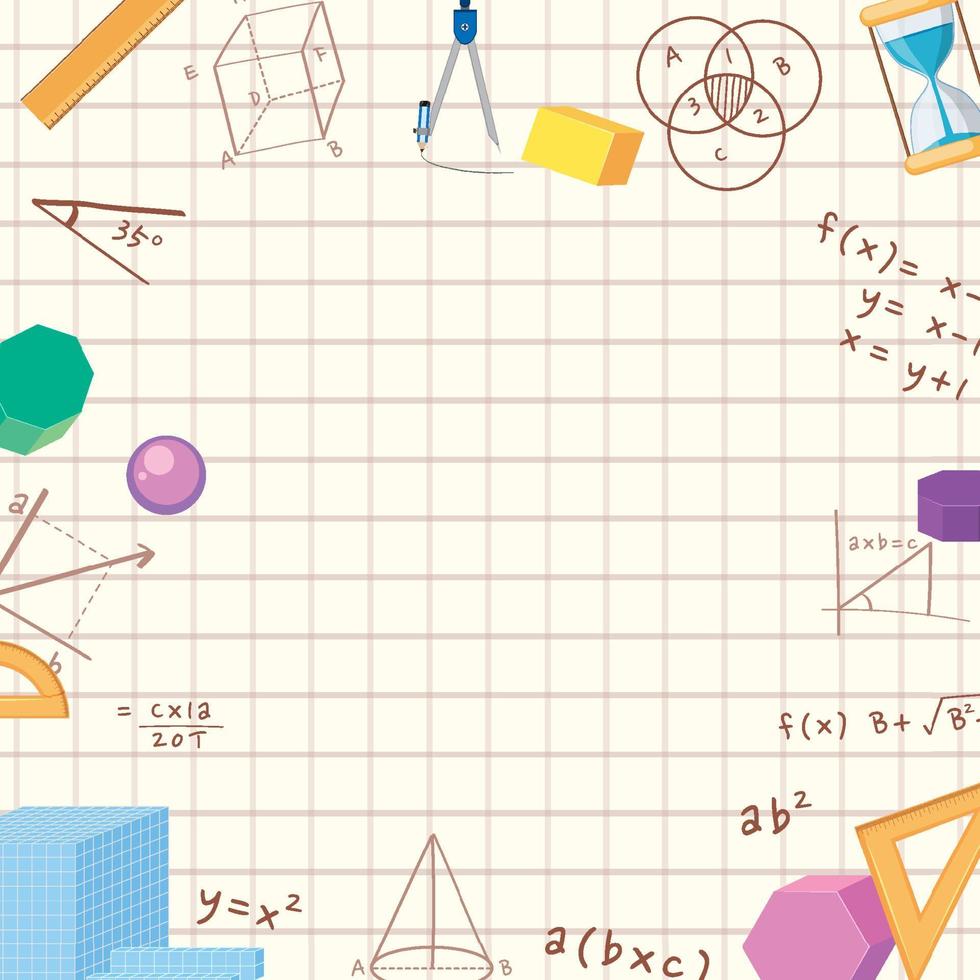 lege wiskundesjabloon met wiskundige hulpmiddelen en elementen vector