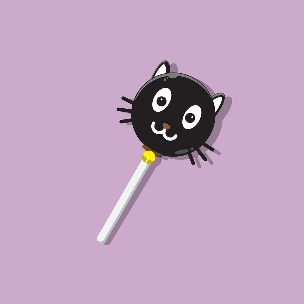 lolly snoep met schattige zwarte kat vorm vector