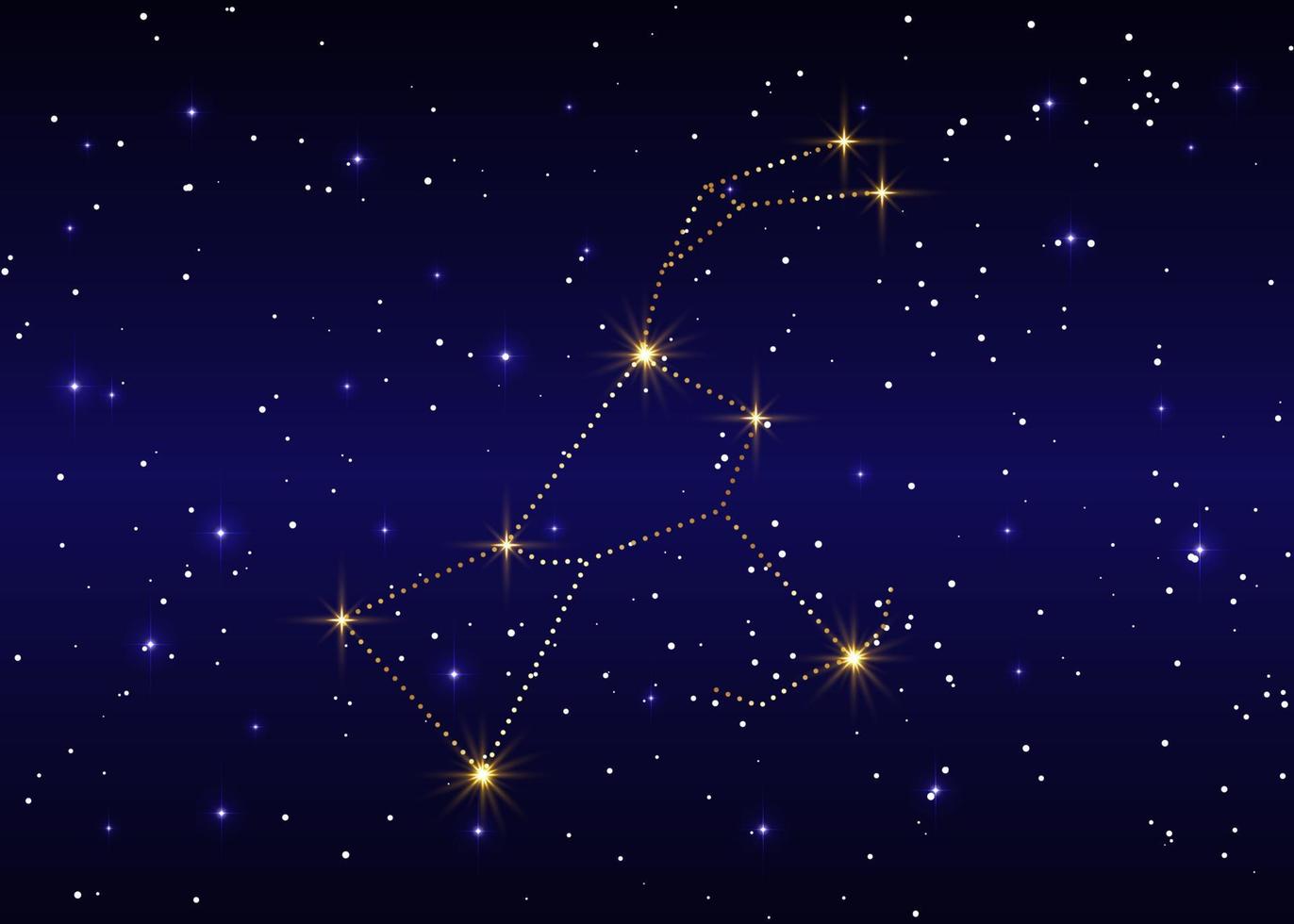 Orion-sterrenbeeld, vectorillustratie tegen de sterrenhemel, luxe gouden vertegenwoordiging in blauwe melkwegachtergrond vector