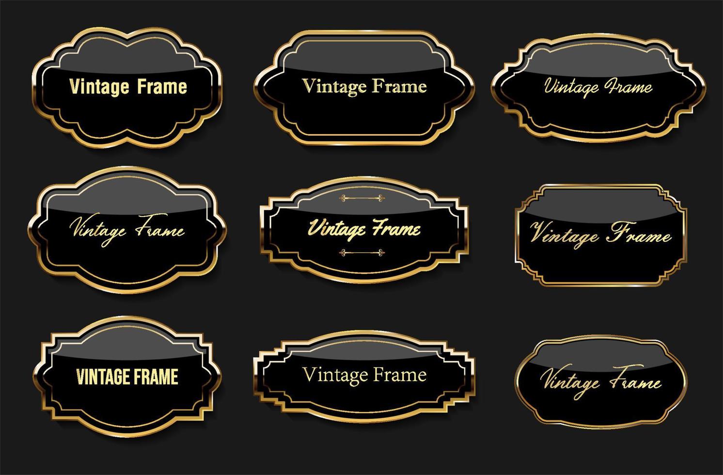 verzameling gouden badges en labels in retrostijl vector